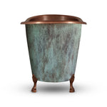 Load image into Gallery viewer, Clawfoot Bathtub Hammered Copper Single-Slipper Blue-Green Patina Soaking Tub 49-inch
