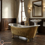 Load image into Gallery viewer, Clawfoot Brass Bathtub Hammered Brass Exterior &amp; Nickel Interior
