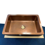 Load image into Gallery viewer, Single Bowl Smooth Front Apron Plain Antique Copper Kitchen Sink
