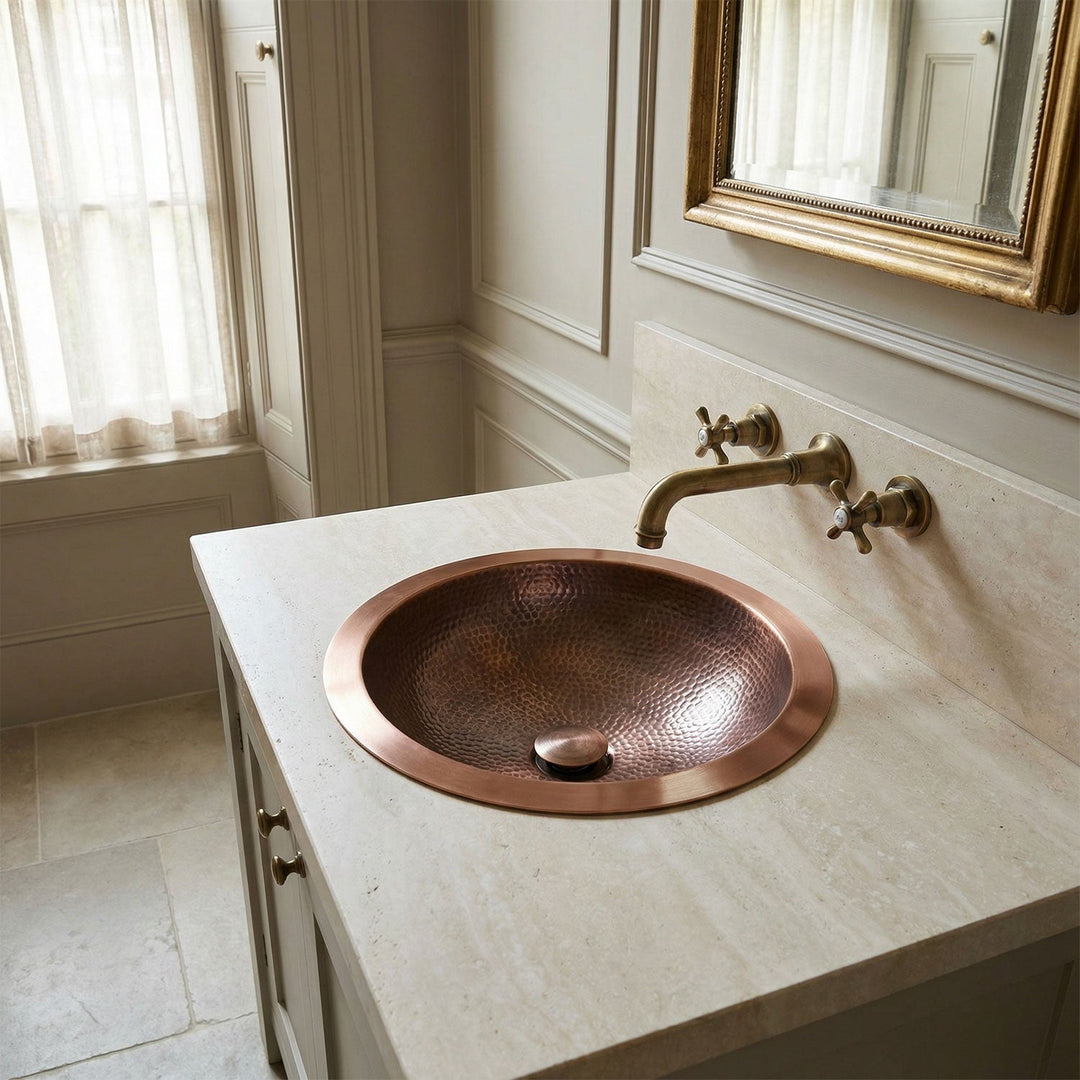Round Hammered Copper Bowl Sink