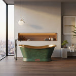 Load image into Gallery viewer, Slanting Base Brass Bathtub Polished Brass Inside &amp; Patina Outside
