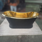 Load image into Gallery viewer, Slanting Base Brass Bathtub Polished Brass Inside Black Outside
