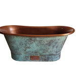 Load image into Gallery viewer, Copper Bathtub Copper Interior &amp; Blue Green Patina Exterior Finish
