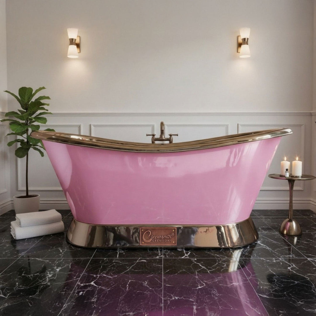 Slanting Base Copper Bathtub Nickel Inside & on Base RAL 4003 Exterior