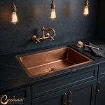 Load image into Gallery viewer, Single Bowl Single Wall Hammered Copper Kitchen Sink Unlacquered Dark Antique Finish (without front apron)
