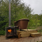 Load image into Gallery viewer, Hammered Clawfoot Copper Double Slipper Tub
