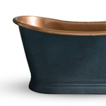 Load image into Gallery viewer, Slanted Cascading Base Copper Bathtub RAL 7024 Graphite grey Exterior &amp; Antique Finish Interior
