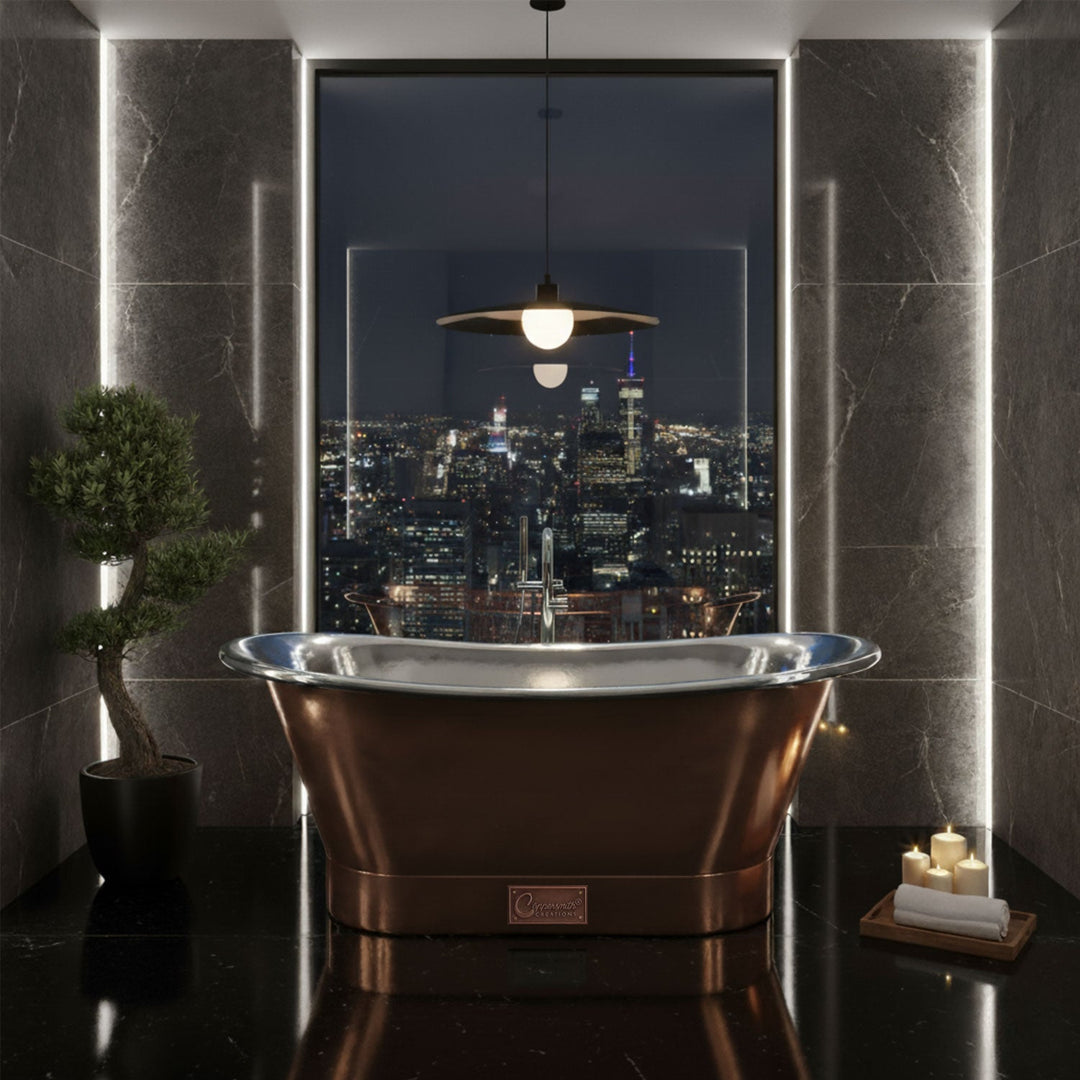 Straight Base Copper Bathtub Nickel Inside
