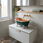 Load image into Gallery viewer, Clawfoot Copper Tub Style Sink Polish Copper Inside &amp; RAL 6004 Outside
