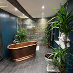 Load image into Gallery viewer, Hammered Antique Finish Pedestal Copper Bathtub
