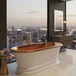 Load image into Gallery viewer, Pedestal Copper Bathtub White Powder Coated Exterior &amp; Polished Copper Interior
