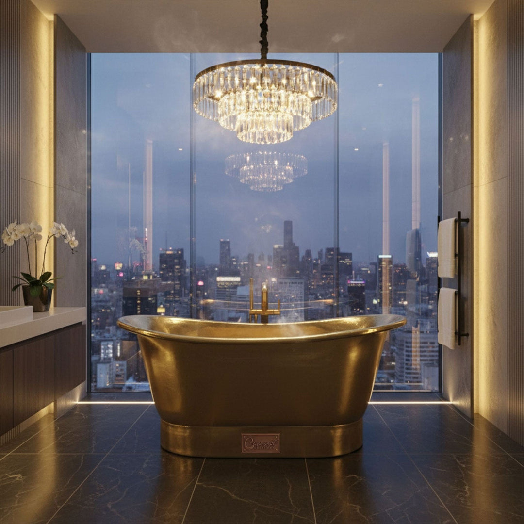 Straight Base Brass Bathtub Full Polished Brass Finish