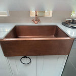 Load image into Gallery viewer, Single Bowl Hammered Front Apron Copper Kitchen Sink Antique Finish
