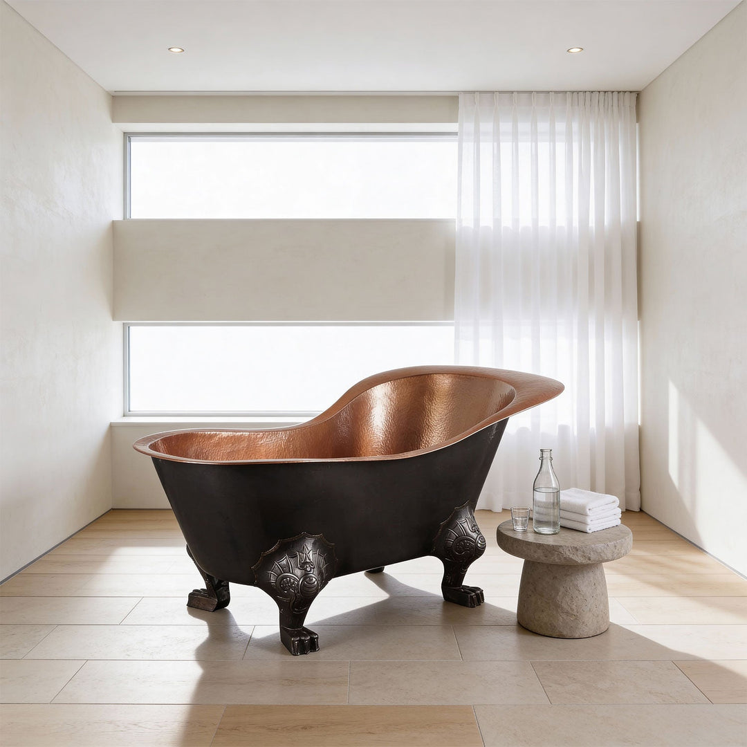Clawfoot Copper Tub Chinese Style - The Bridgerton Bath