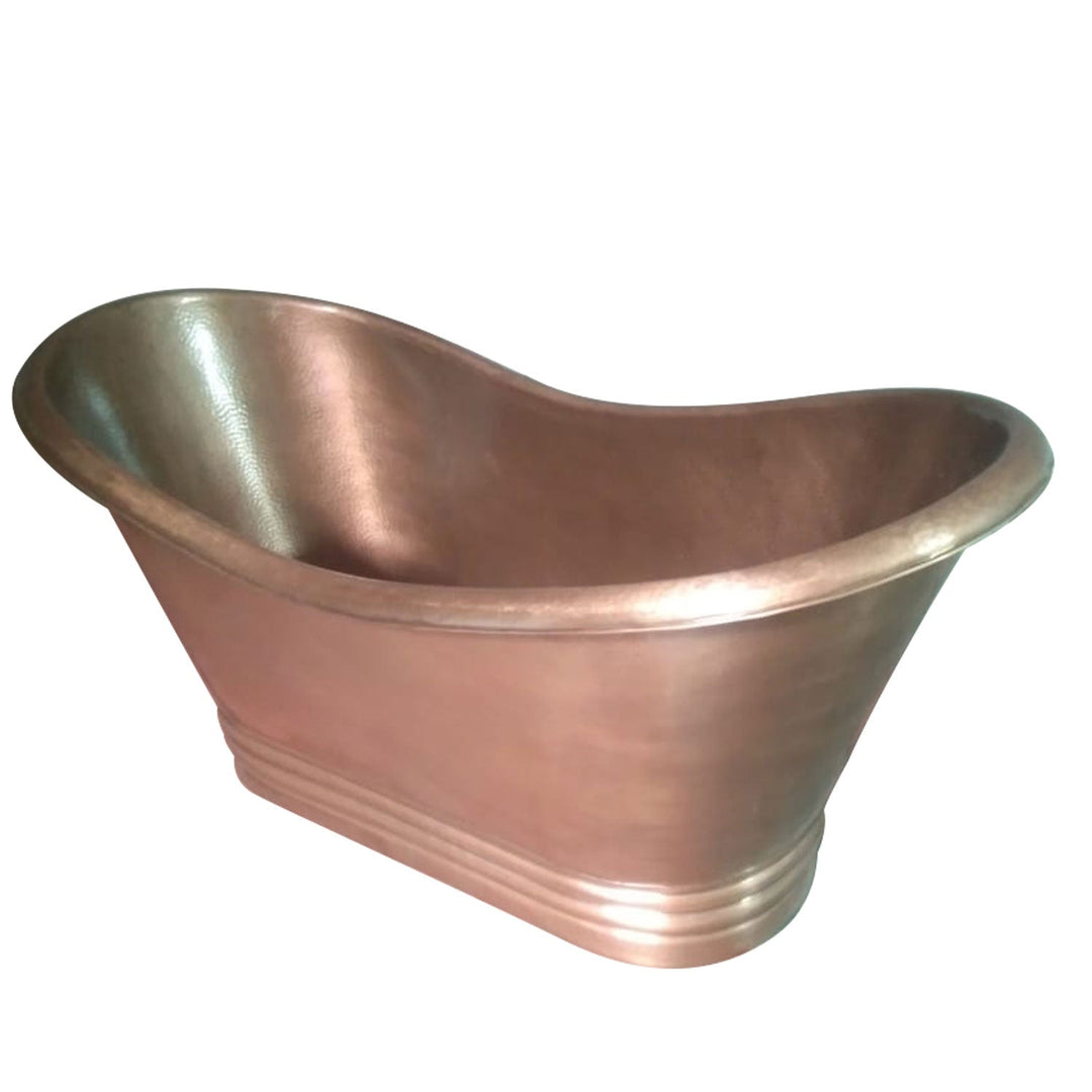 Hammered Medium Antique Finish Copper Double Slipper Tub