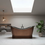 Load image into Gallery viewer, Double Slipper Nickel Interior Copper Bathtub
