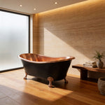 Load image into Gallery viewer, Hammered Clawfoot Copper Bathtub Copper Interior &amp; Black Exterior
