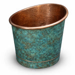Load image into Gallery viewer, 39-Inch Japanese Soaking Copper Bathtub Hammered Antique Copper Interior Blue-Green Verdigris Patina Exterior
