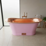 Load image into Gallery viewer, Straight Base Copper Bathtub Polished Copper Interior &amp; RAL4003 Exterior
