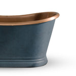 Load image into Gallery viewer, Slanted Cascading Base Copper Bathtub RAL 7024 Graphite grey Exterior &amp; Antique Finish Interior
