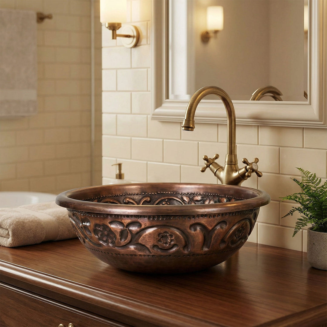 Copper Sink Embossed Hammered