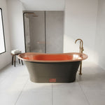 Load image into Gallery viewer, Straight Base Copper Bathtub Polished Copper Interior &amp; RAL7024 Graphite grey Exterior

