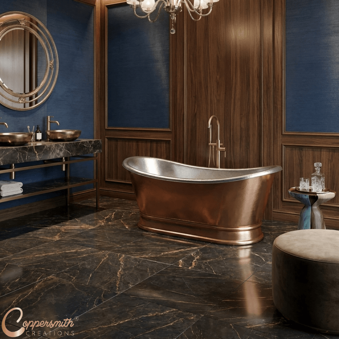 Antique Copper Bathtub Nickel Finish Inside