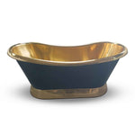 Load image into Gallery viewer, Slanting Base Brass Bathtub Polished Brass Inside &amp; on Base Black Outside
