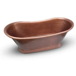 Load image into Gallery viewer, Slanting Base Copper Bathtub Antique Hammered Finish &amp; Roll Top Pipe
