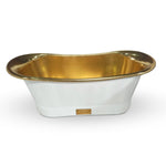 Load image into Gallery viewer, Brass Bathtub Polished Smooth Brass Inside &amp; Matte White Outside

