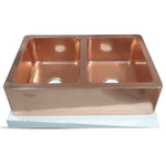 Load image into Gallery viewer, Double Bowl Smooth Front Apron Copper Kitchen Sink Plain Shiny Finish
