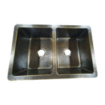 Load image into Gallery viewer, Double Bowl Hammered Front Apron Antique Brass Kitchen Sink
