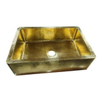 Load image into Gallery viewer, Single Bowl Hammered Front Apron Shining Brass Kitchen Sink
