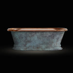 Load image into Gallery viewer, Pedestal Copper Bathtub Patina Exterior &amp; Polished Copper Interior

