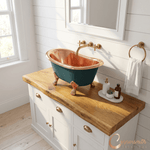 Load image into Gallery viewer, Clawfoot Copper Tub Style Sink Polish Copper Inside &amp; RAL 6004 Outside
