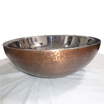 Load image into Gallery viewer, Copper Sink Hammered Copper Outside Nickel Inside
