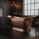 Load image into Gallery viewer, Slanting Base Hammered Polished Full Copper Bathtub
