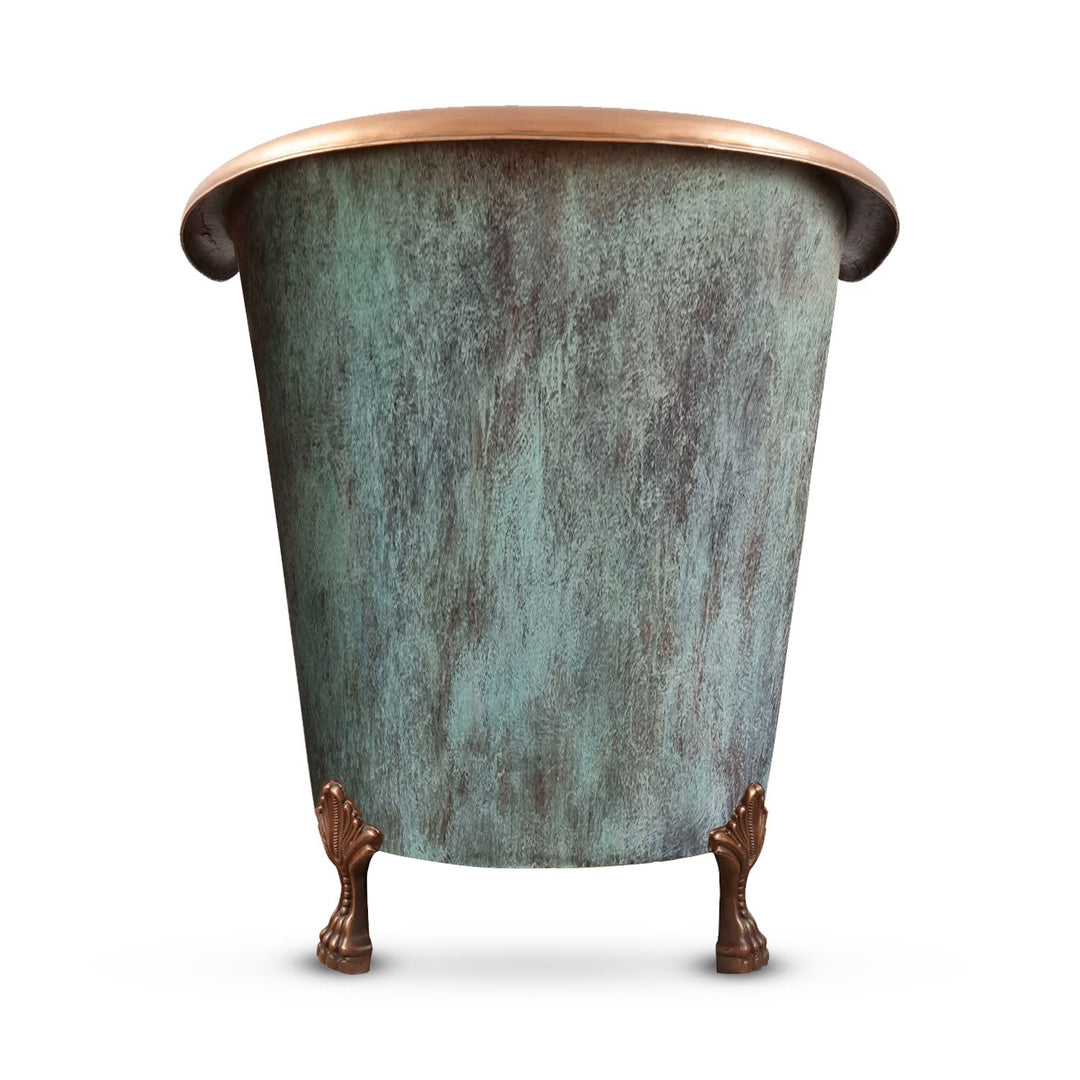 Clawfoot Copper Tub Style Basin Blue-Green Patina Exterior