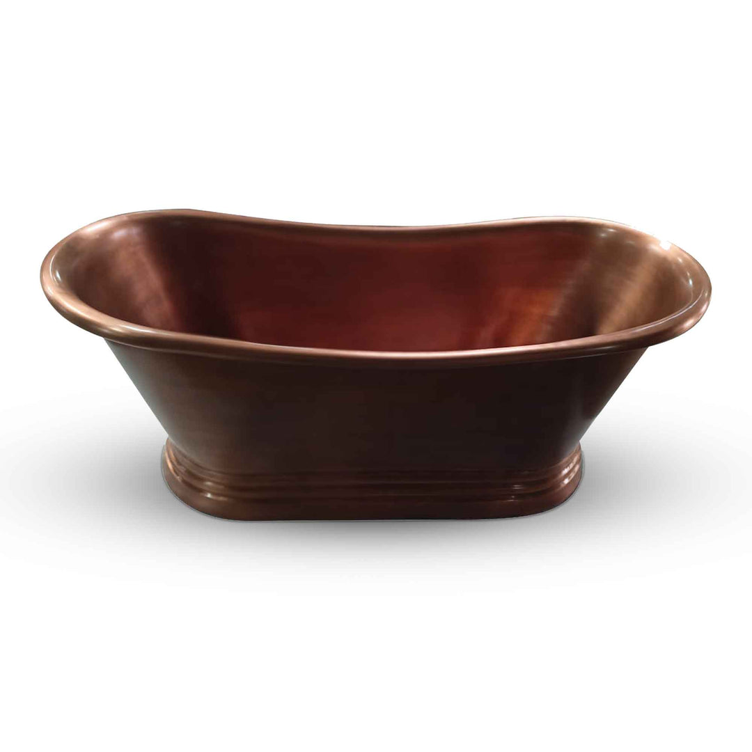 Slanted Cascading Base Copper Bathtub Full Antique Finish