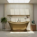 Load image into Gallery viewer, Slanting Base Brass Bathtub Brushed Full Brass Finish
