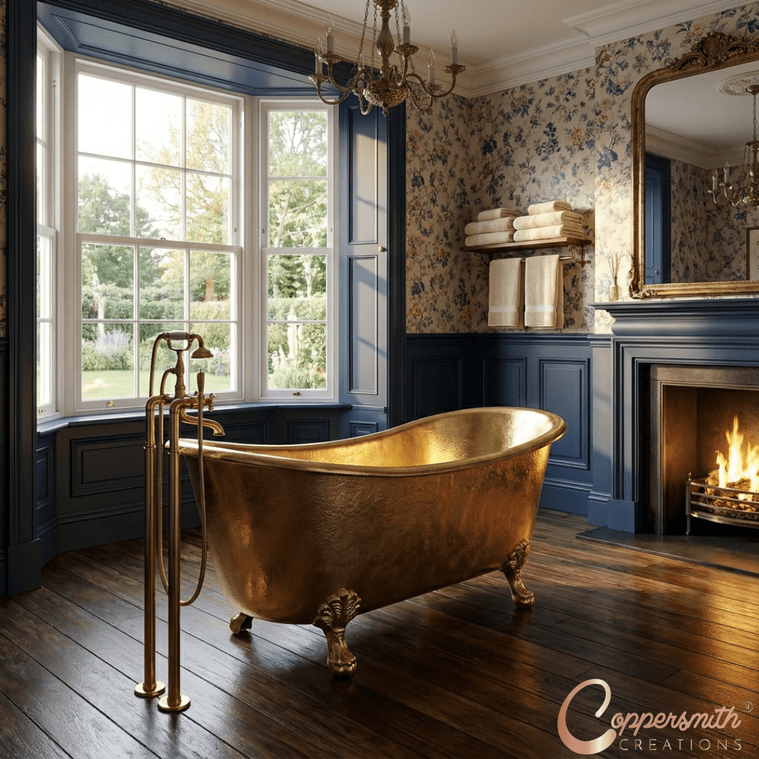 Clawfoot Brass Bathtub Hammered Exterior Full Brass Finish