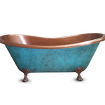Load image into Gallery viewer, Clawfoot Copper Bathtub Plain Antique Finish Interior &amp; Patina Exterior
