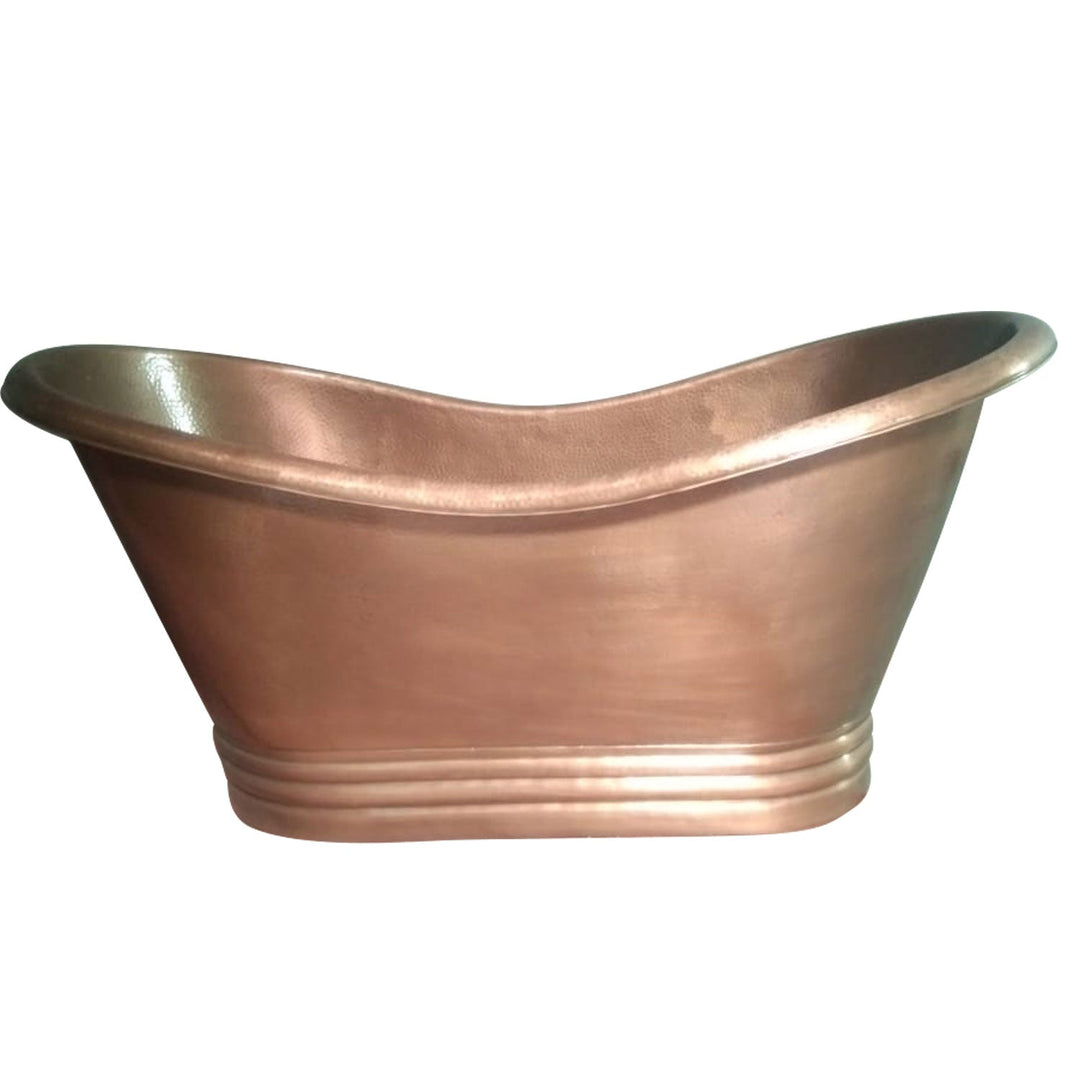 Hammered Medium Antique Finish Copper Double Slipper Tub