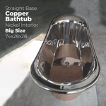 Load image into Gallery viewer, Straight Base Copper Bathtub Nickel Inside Big Size 74x28x28
