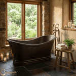 Load image into Gallery viewer, Hammered Dark Copper Double Slipper Tub
