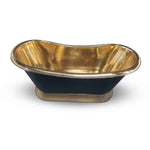 Load image into Gallery viewer, Slanting Base Brass Bathtub Polished Brass Inside &amp; on Base Black Outside
