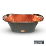 Load image into Gallery viewer, Straight Base Copper Bathtub Polished Copper Interior &amp; RAL7024 Graphite grey Exterior
