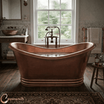Load image into Gallery viewer, Ribbed Base Hammered Antique Copper Freestanding Tub
