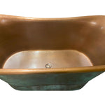 Load image into Gallery viewer, Copper Bathtub Copper Interior &amp; Blue-Green Patina Exterior with Beading on Base
