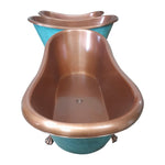 Load image into Gallery viewer, Clawfoot Copper Bathtub Plain Antique Finish Interior &amp; Patina Exterior
